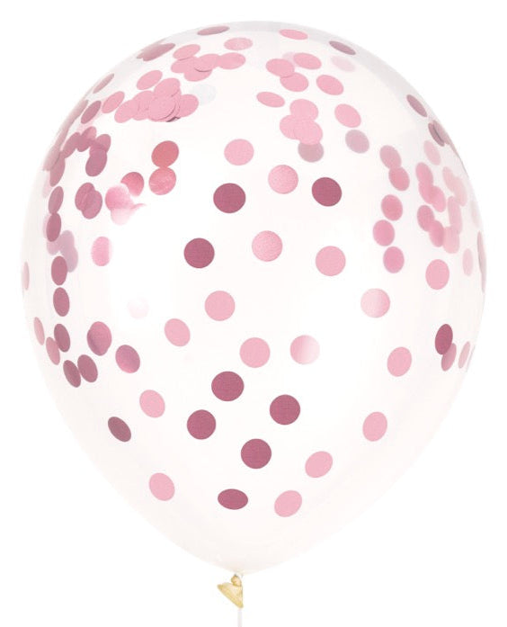 Foil Confetti Filled 12in Clear Latex Balloons 6ct