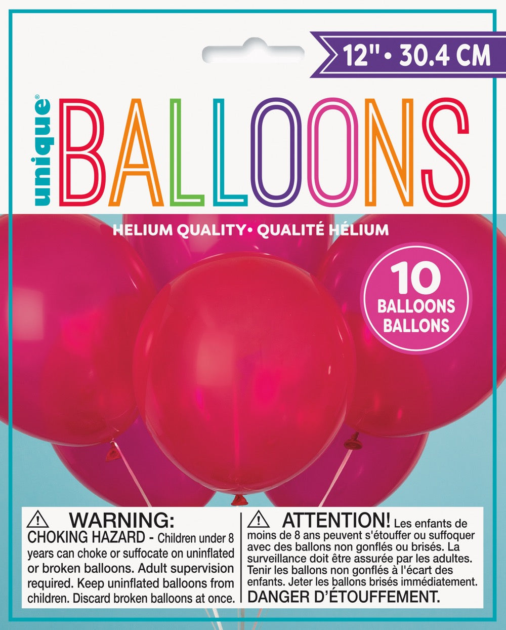 12in Packaged Latex Balloons 10ct - Magenta