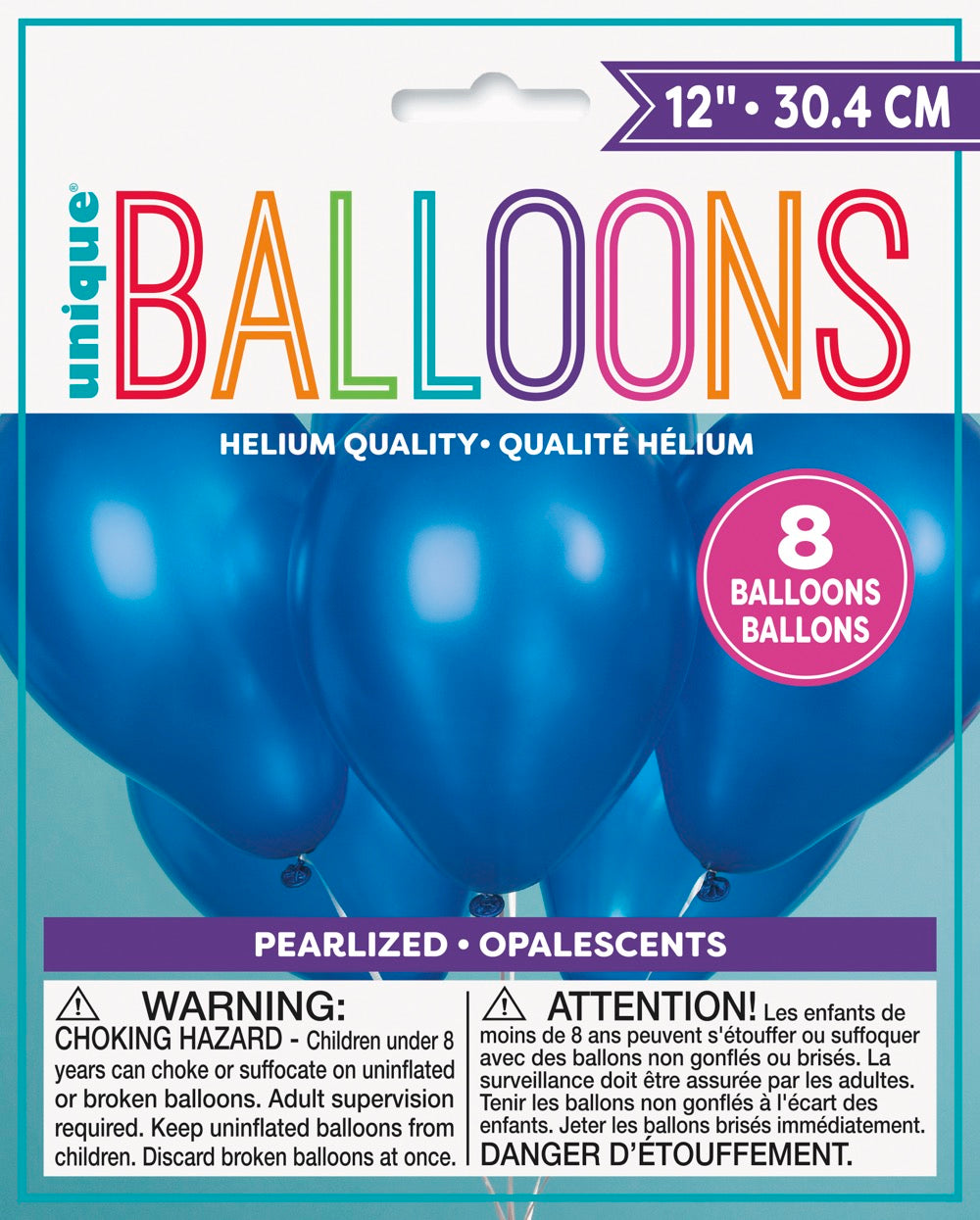 12in Pearlized Packaged Latex Balloons 8ct - Sapphire Blue