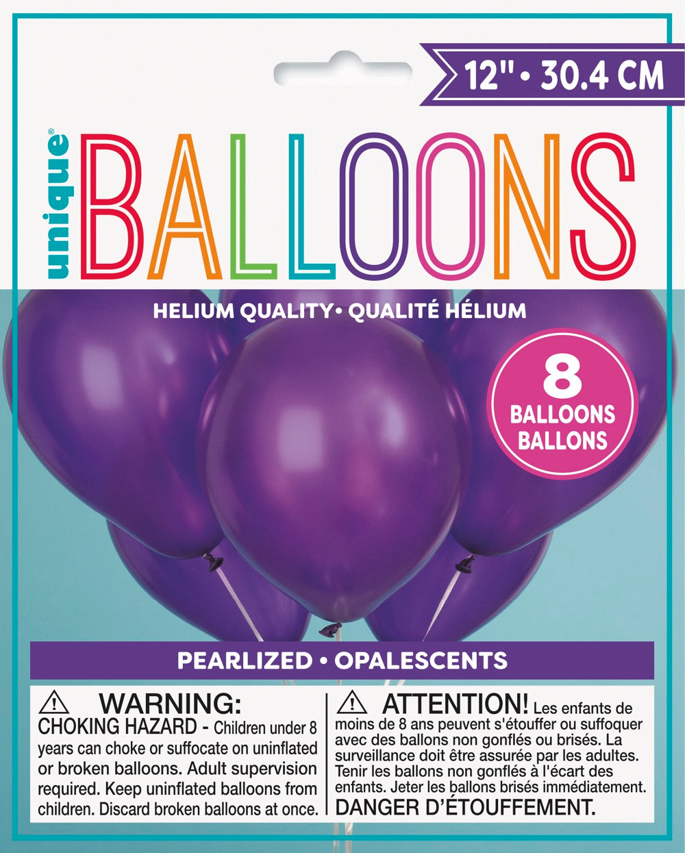 12in Pearlized Packaged Latex Balloons 8ct - Concord Purple