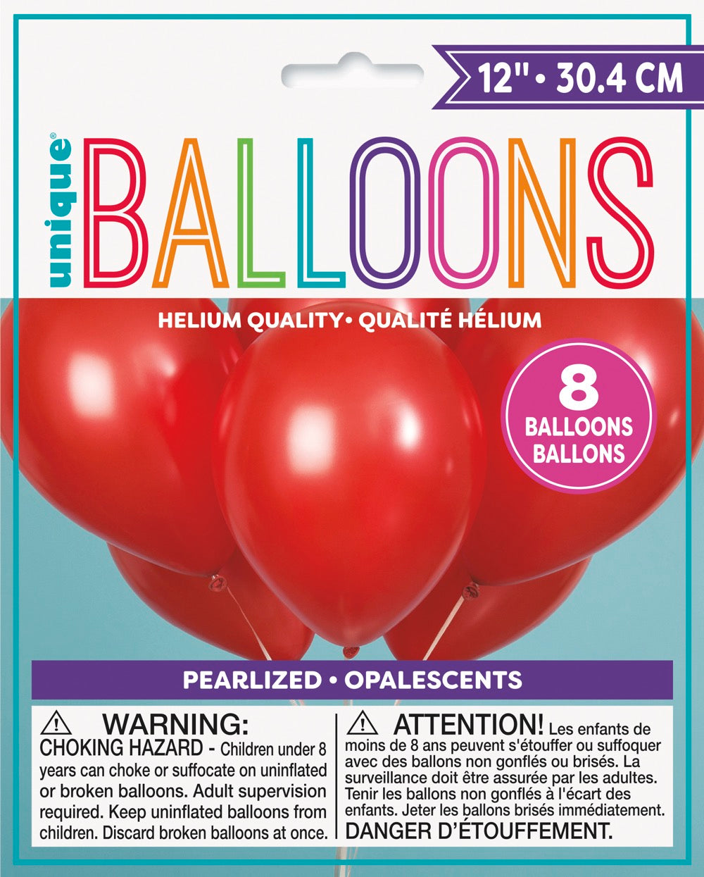 12in Pearlized Packaged Latex Balloons 8ct - Frost Red