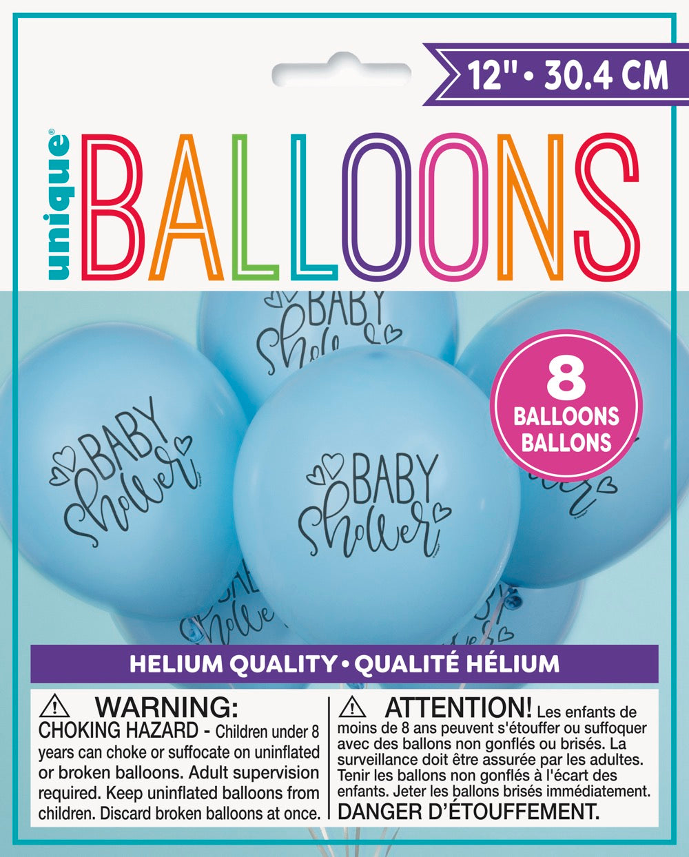 Blue Baby Shower 12in Latex Balloons 8ct