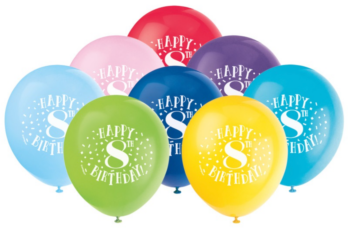 Number Birthday 12in Latex Balloons 8ct