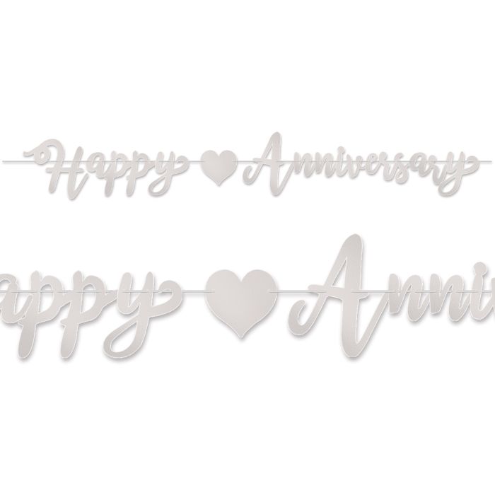 Foil Happy Anniversary Streamer Silver