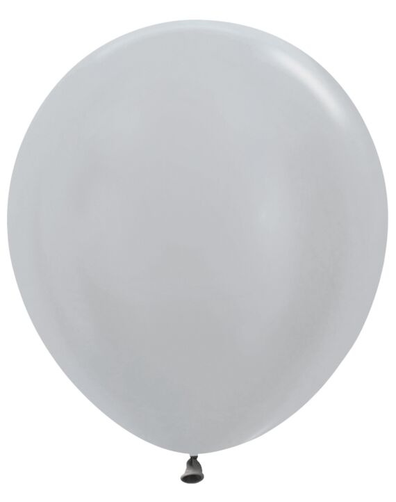 18in Helium Inflated Latex Balloon - Metallic Silver