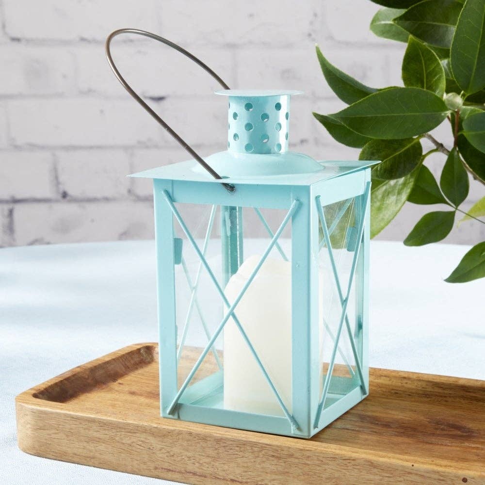 Luminous Blue Lantern Tea Light Holder - Medium