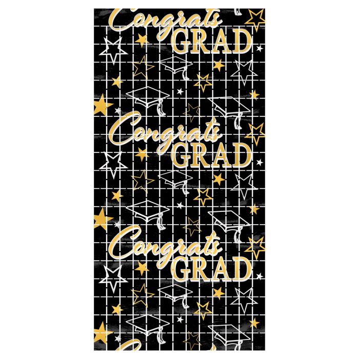 Congrats Grad Metallic Square Curtain