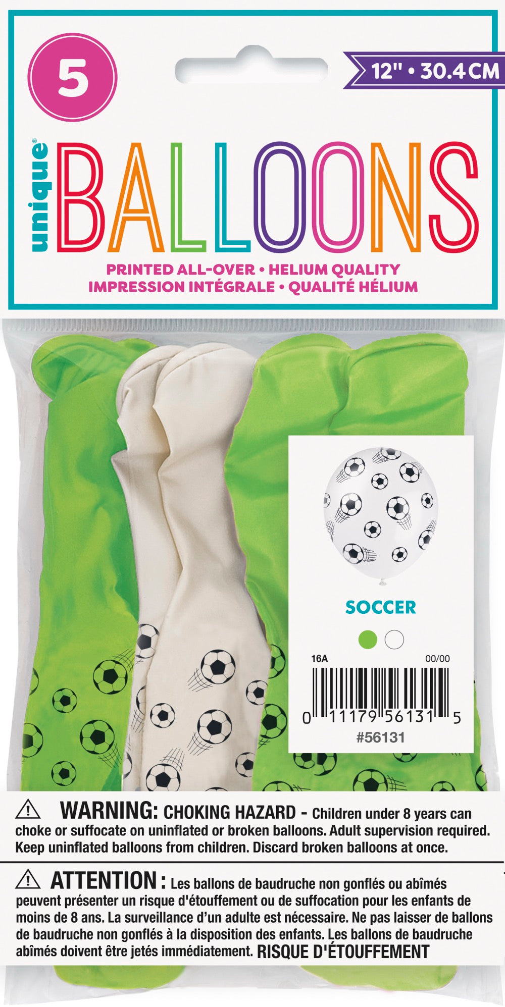 3D Soccer 12in Latex Balloons 5ct