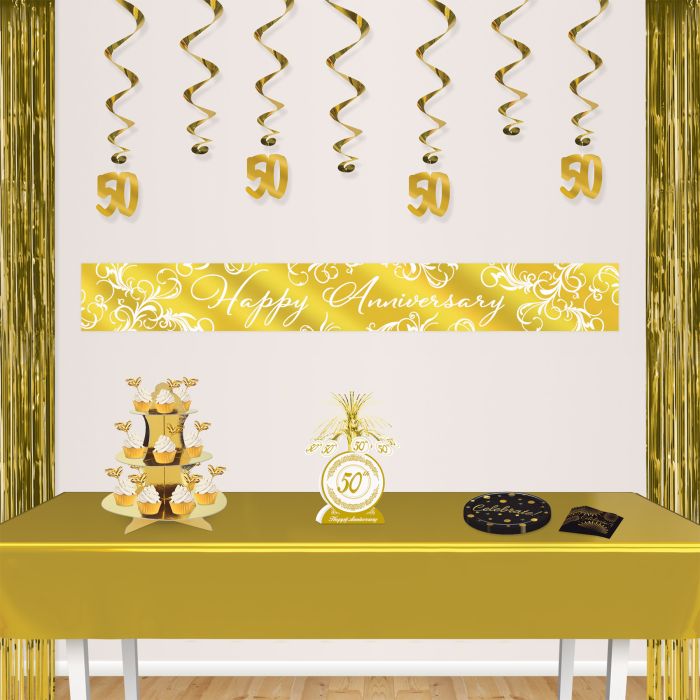 Metallic Happy Anniversary Banner Gold