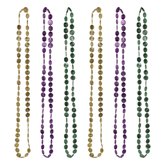 Mardi Gras Coin Beads 6ct