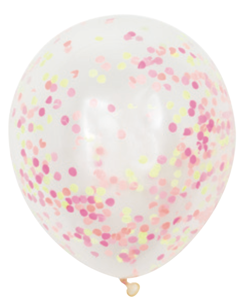 Tissue Confetti Filled 12in Clear Latex Balloons 6ct