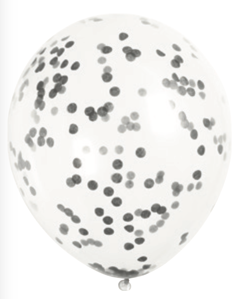 Tissue Confetti Filled 12in Clear Latex Balloons 6ct