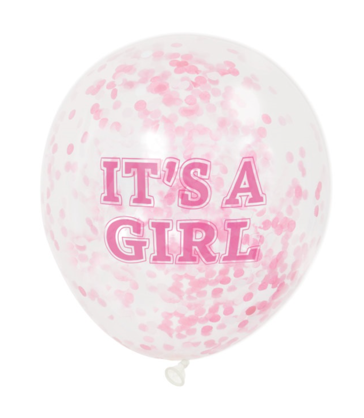 Girl Clear Latex Balloons with Pink Confetti 12in 6ct