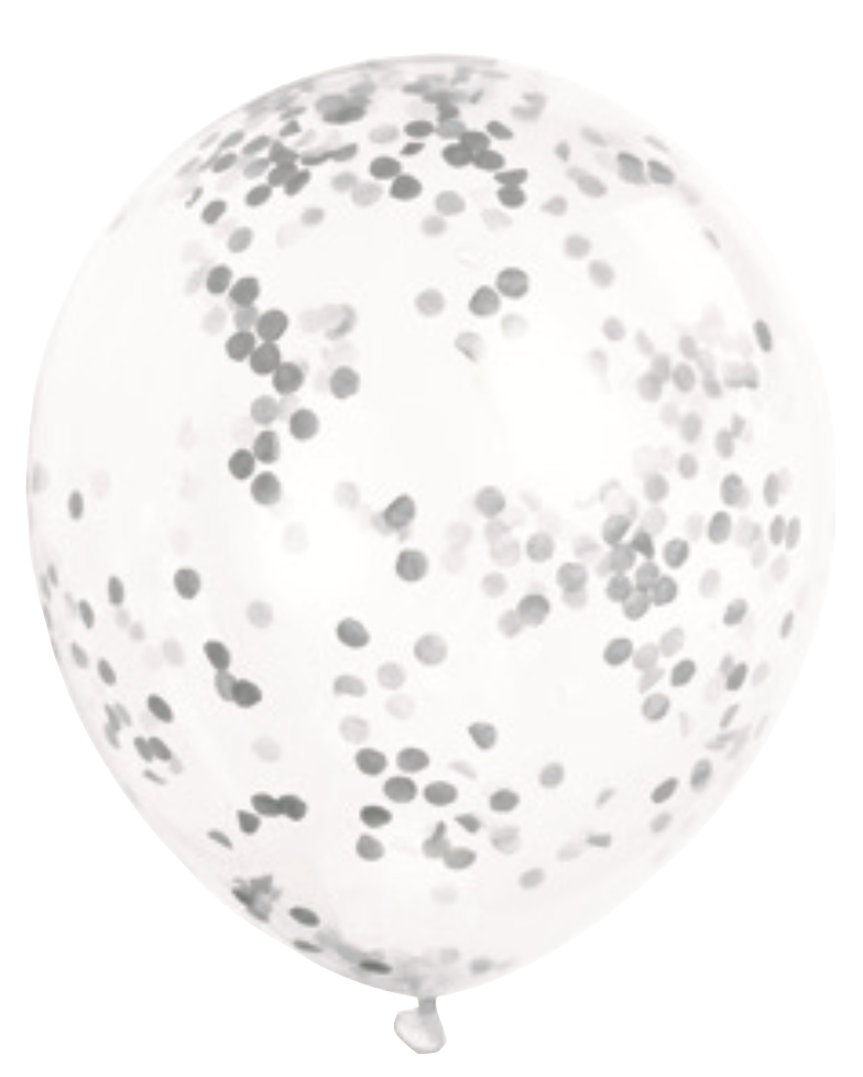 Tissue Confetti Filled 12in Clear Latex Balloons 6ct