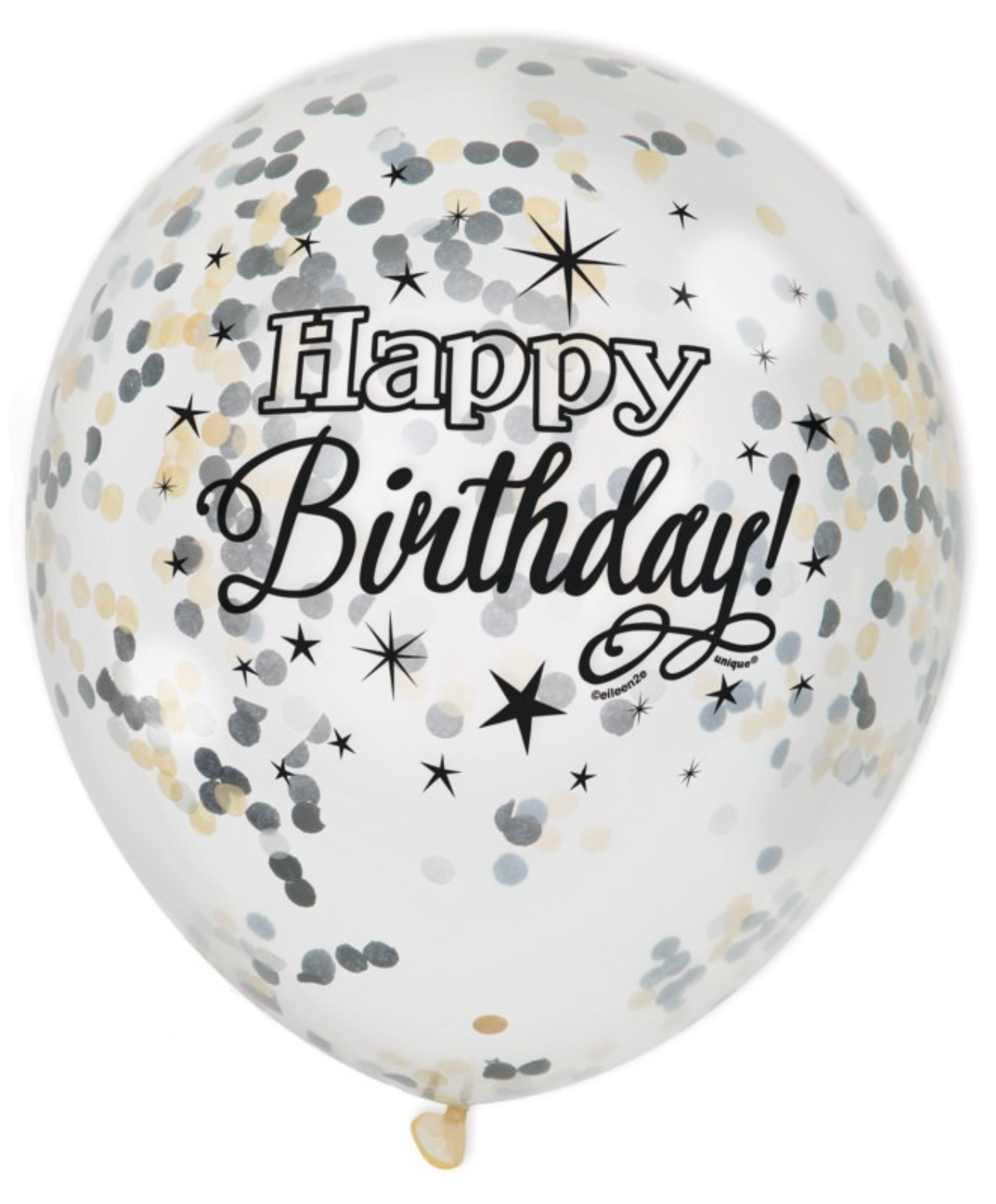 Glittering Birthday Clear Latex Balloons with Confetti 12in 6ct