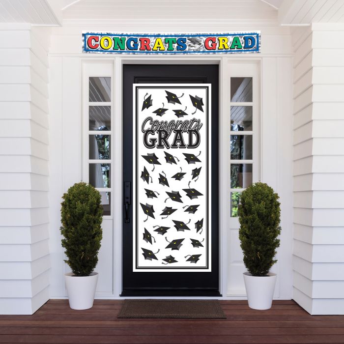 Congrats Grad Door Cover - Black