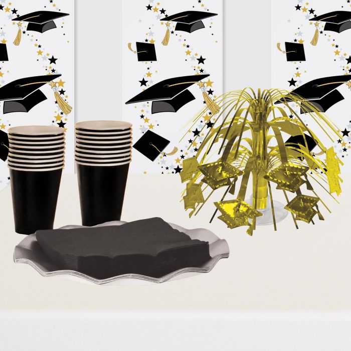 Grad Cap Mini Cascade Centerpiece - Gold