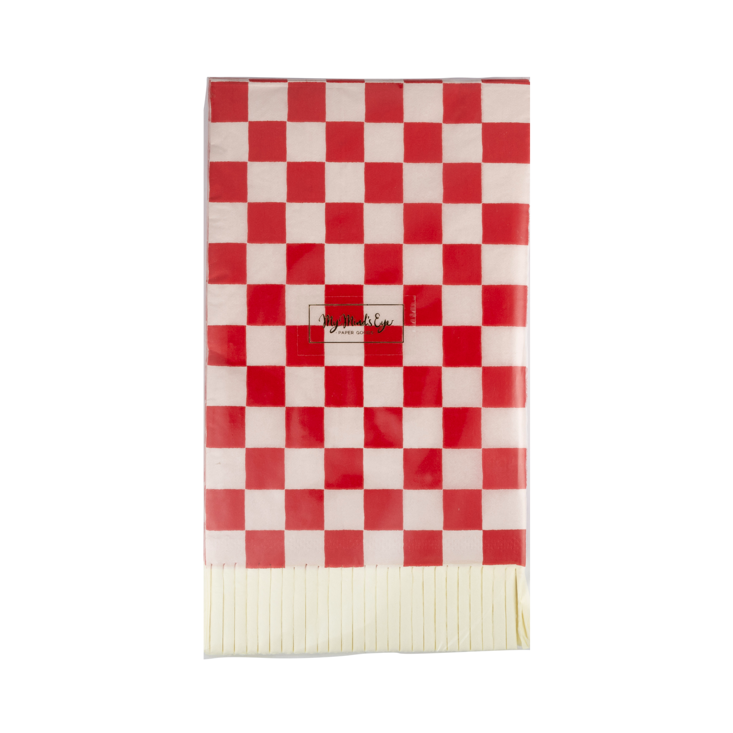 Red and Pink Checked Fringed Paper Dinner Napkins 24ct