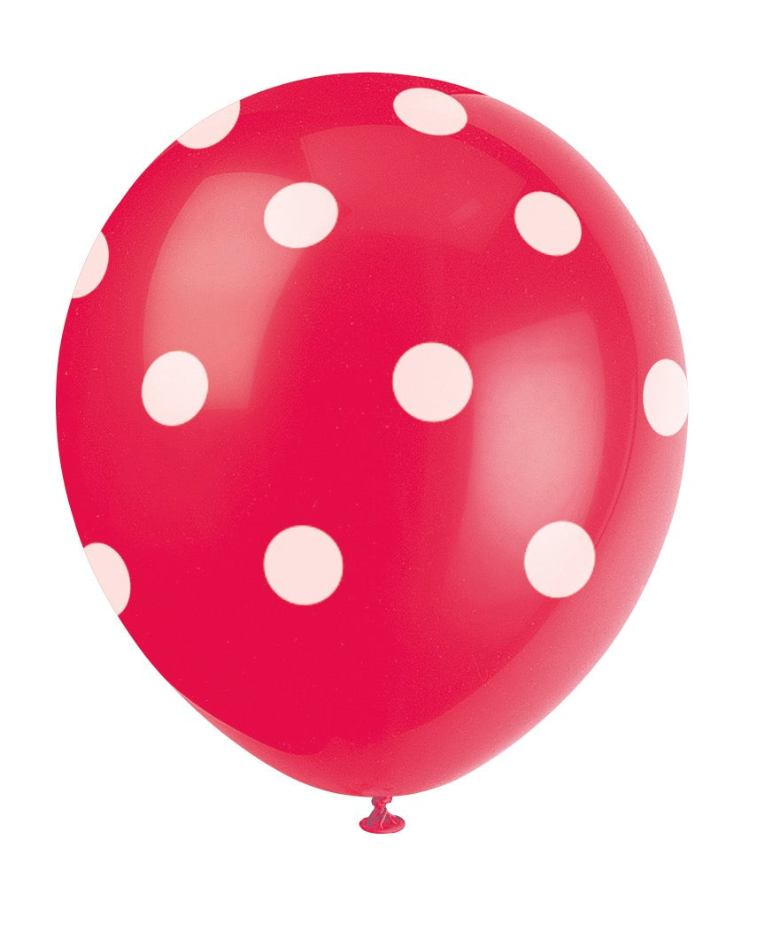 Polka Dot 12in Latex Balloons 6ct