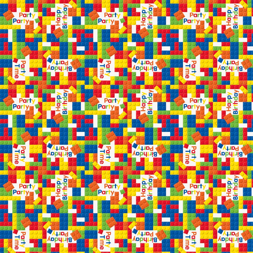 Building Blocks Birthday Gift Wrap 30in x 5ft