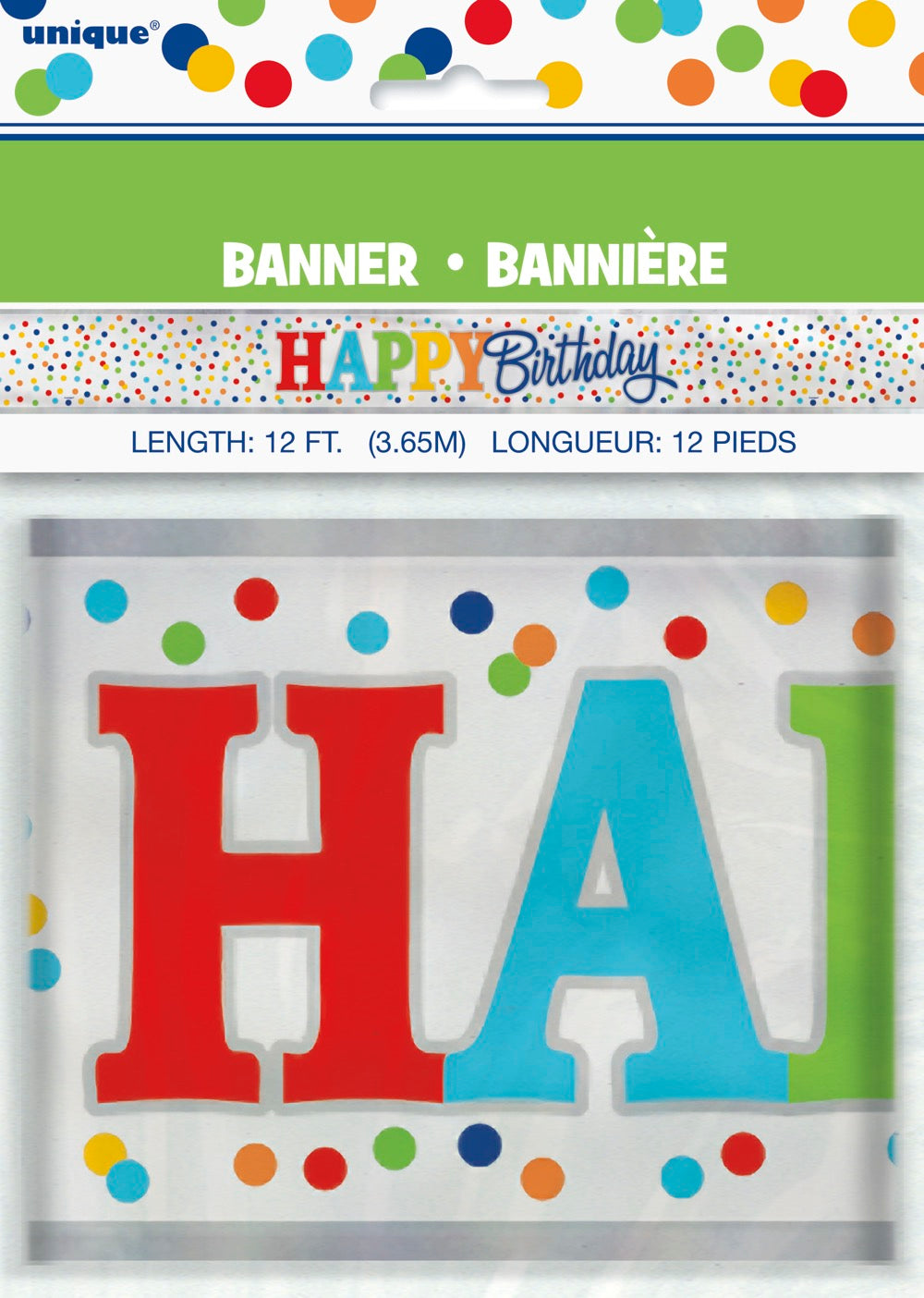 Foil Rainbow Polka Dots Banner 12ft