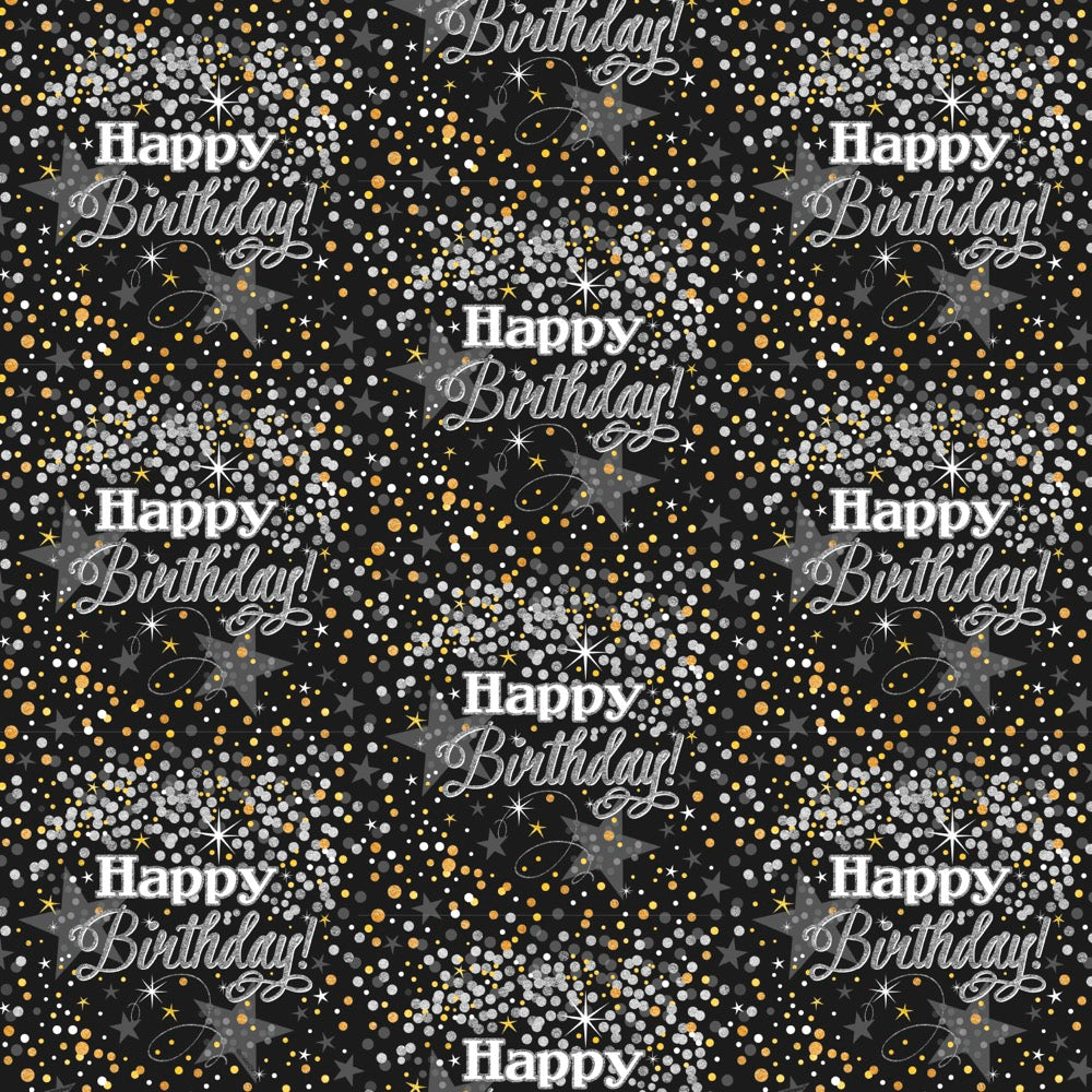 Glittering Birthday Gift Wrap 30in x 5ft