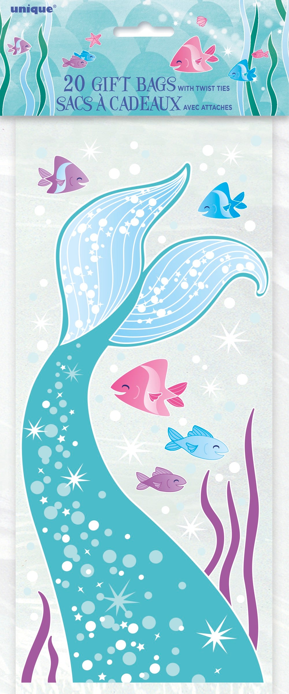 Mermaid Cellophane 5inx11in Bags 20ct