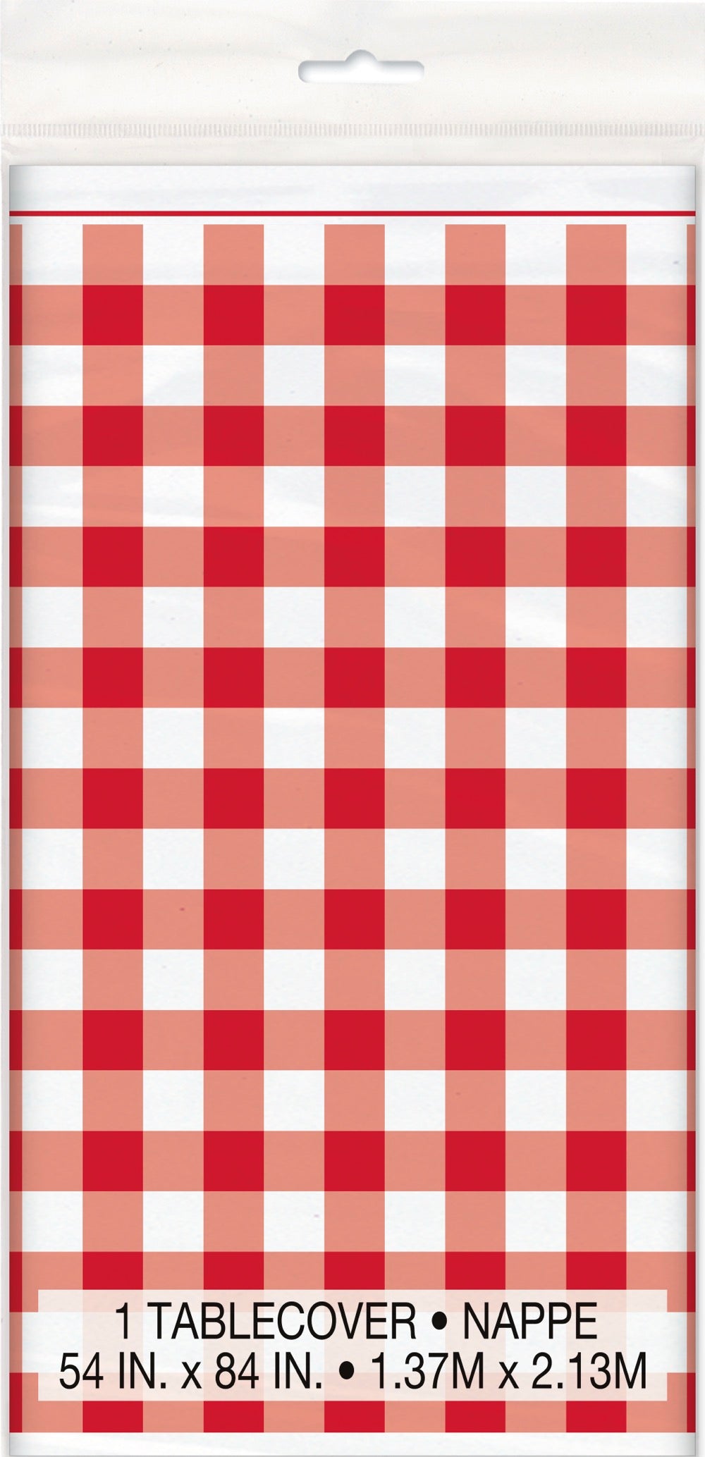 Red Gingham Rectangular Plastic Table Cover 54in x 84in