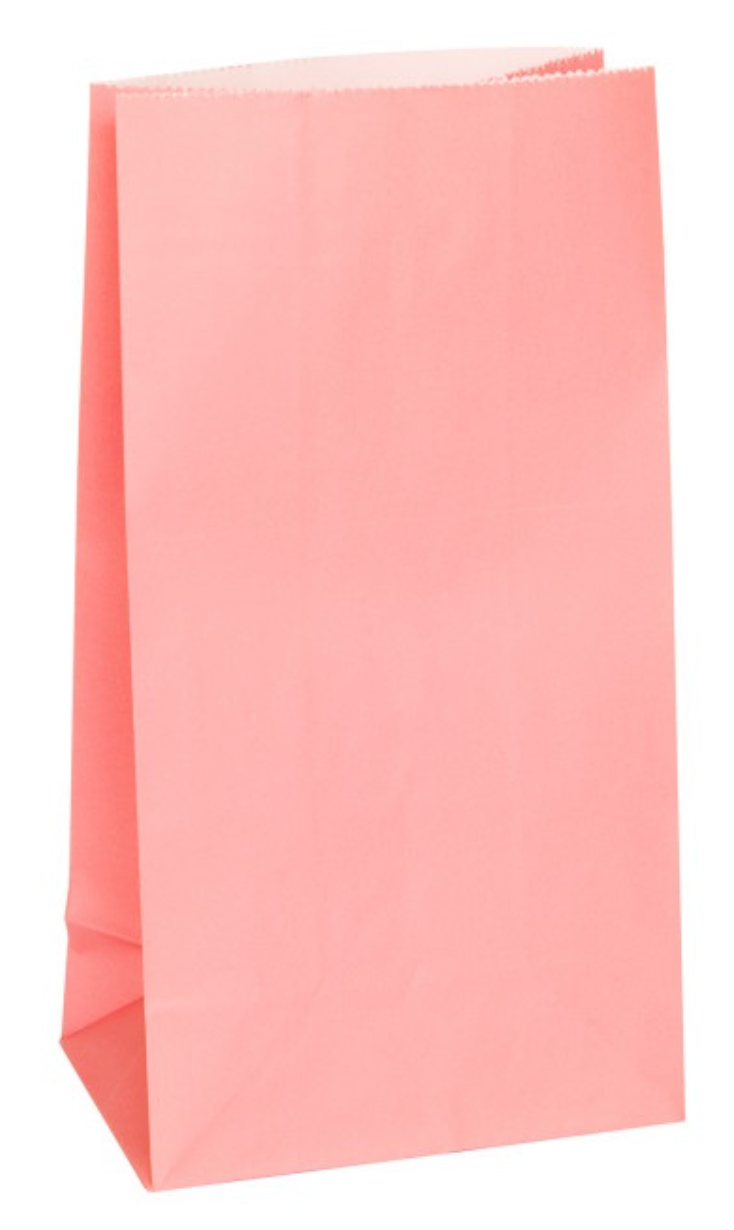 Pastel Pink Paper Party Bags 12ct