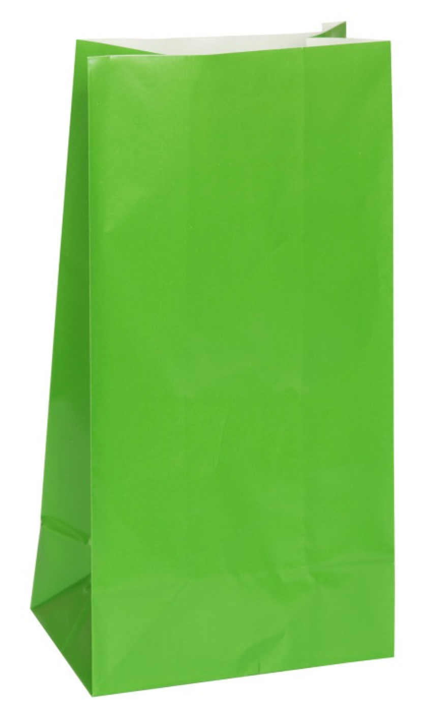 Green Paper Party Bags 12ct
