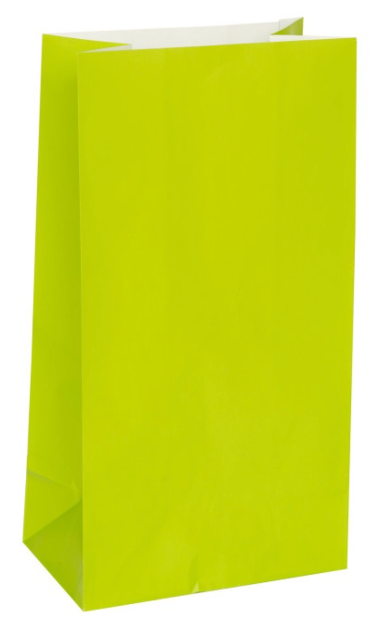 Lime Green Paper Party Bags 12ct
