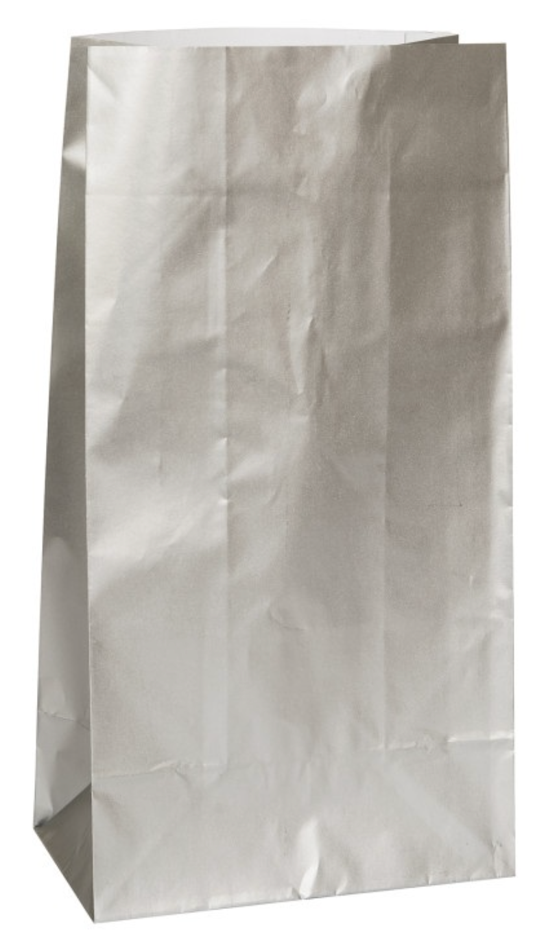Silver Metallic Paper Party Bags 10ct
