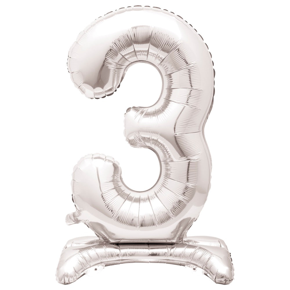 30in Air-Filled Standing Number Balloons: Silver