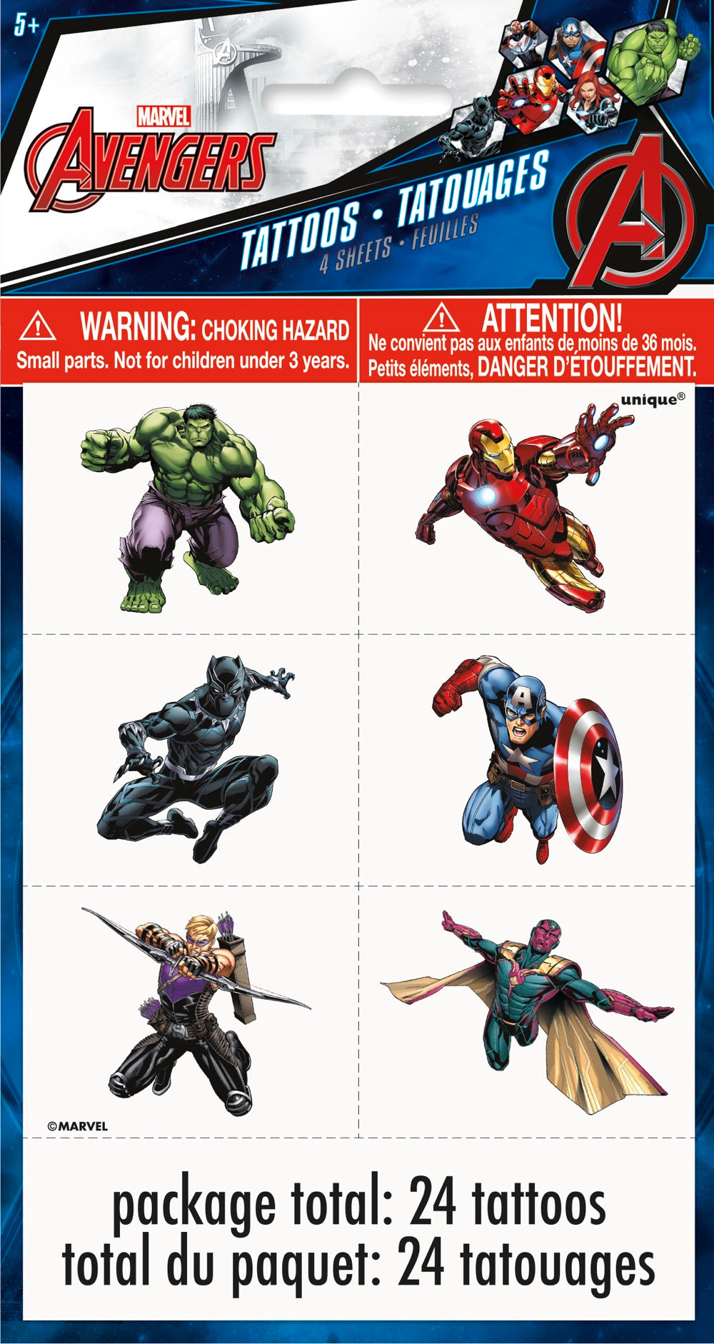 Avengers Color Tattoo Sheets 4ct