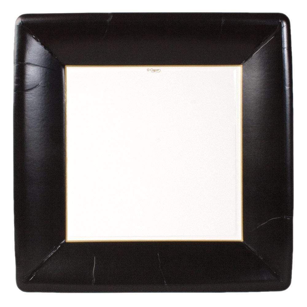 Grosgrain Border Black Square 10.5in Dinner Plates 8ct
