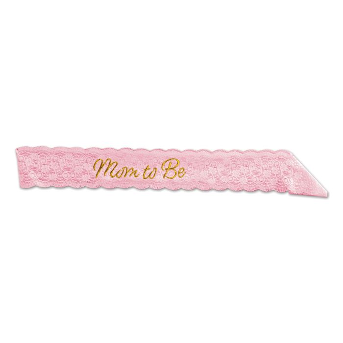 Mom To Be Lace Sash Pink