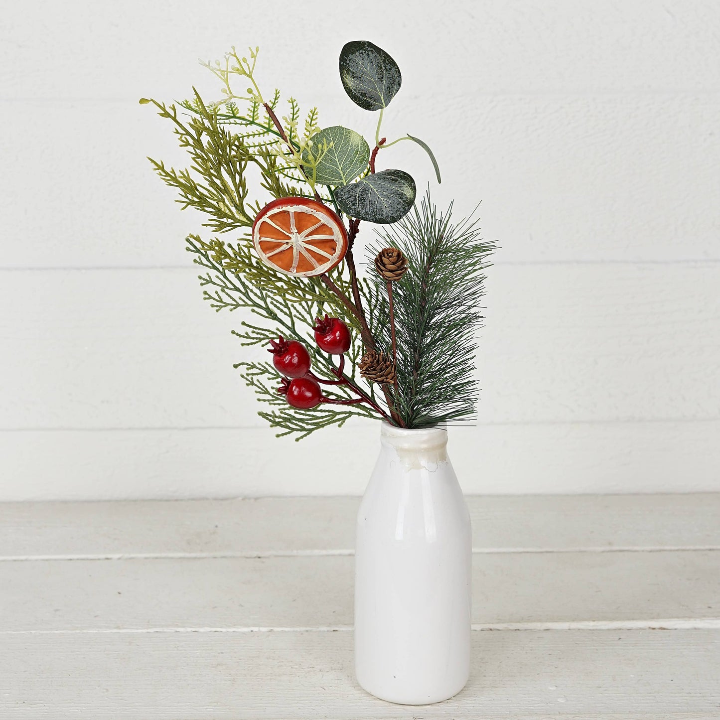 16in Pick-Mix pines w. eucalyptus, crabapple, orange