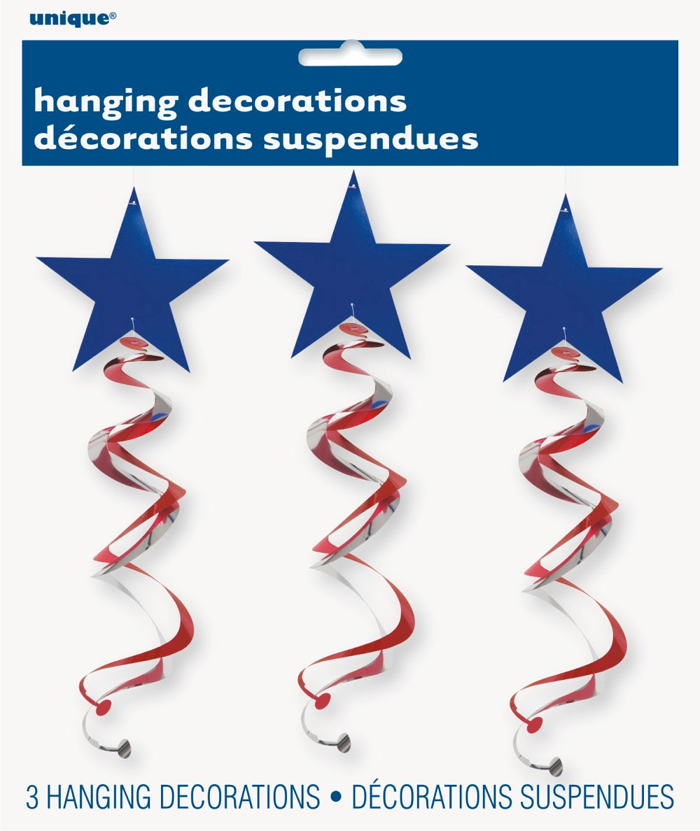 Patriotic Swirl Decorations 3ct