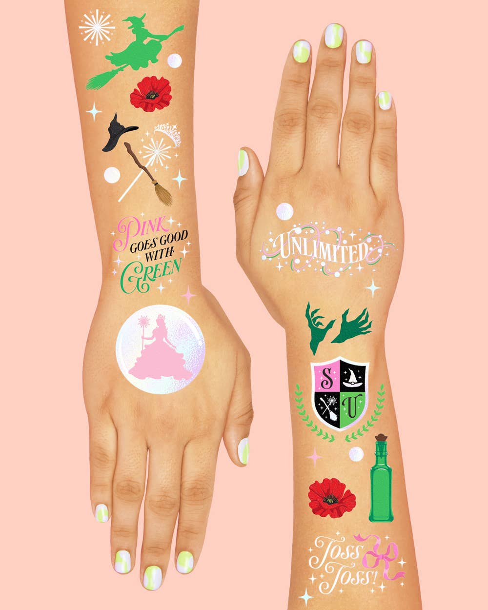 Wicked Witch Emerald City Tats - 50 temporary tattoos, kids