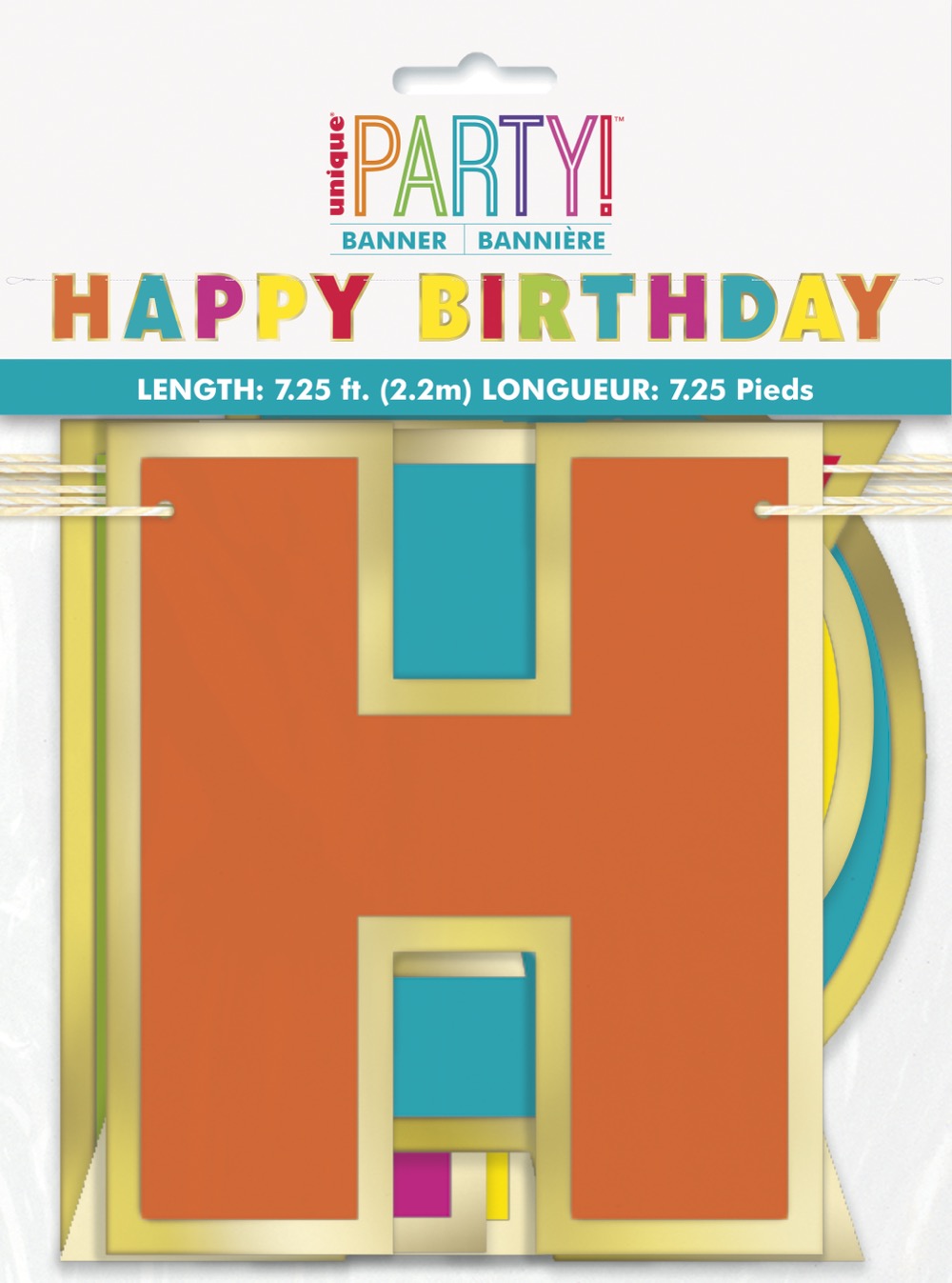 Gold Foil & Rainbow Happy Birthday Banner 7.25ft