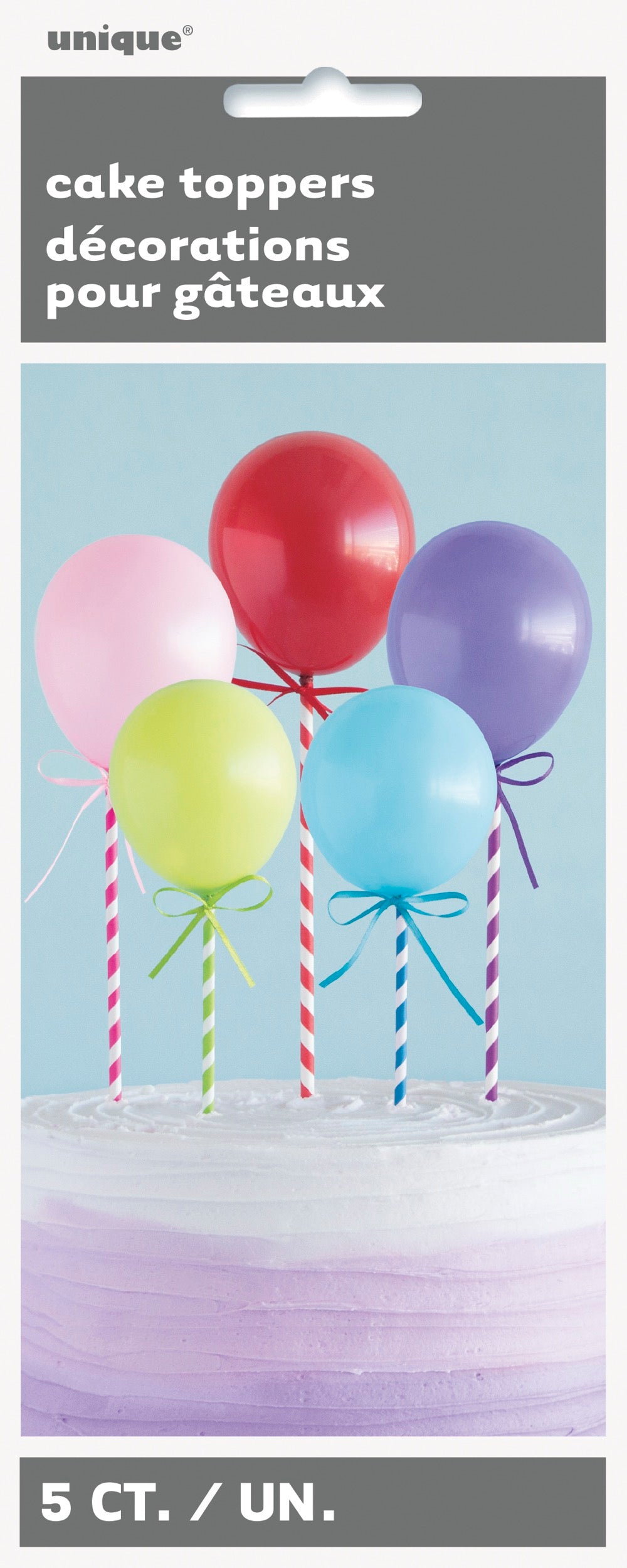 Mini Balloon Stick Cake Toppers 5ct - Assorted