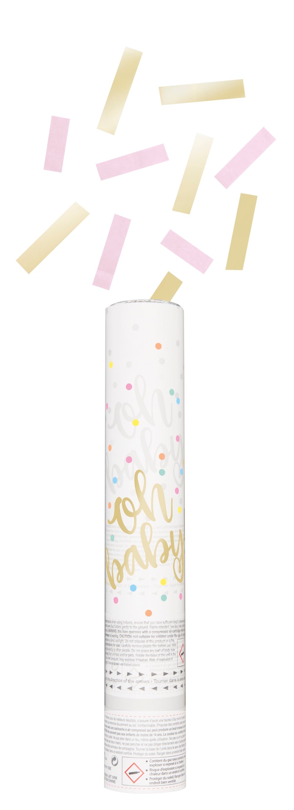 Oh Baby Pink and Gold Confetti Cannon