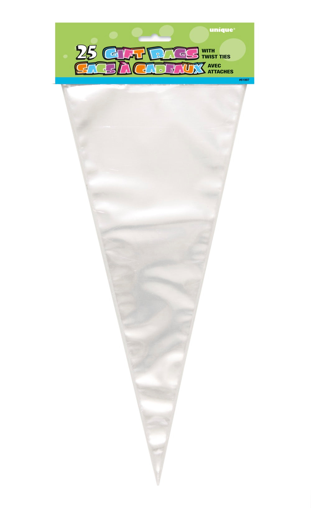 Clear Large Cone Cellophane Bags 25ct