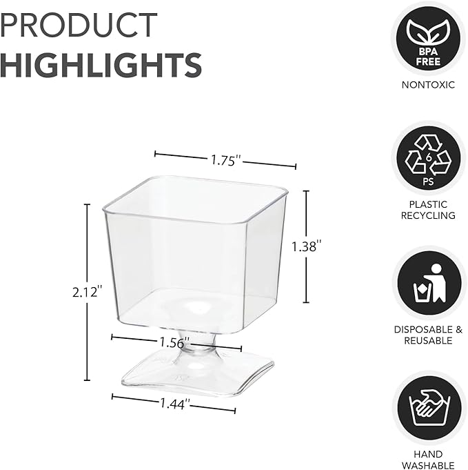 Mini Square Cups With Stand 20ct