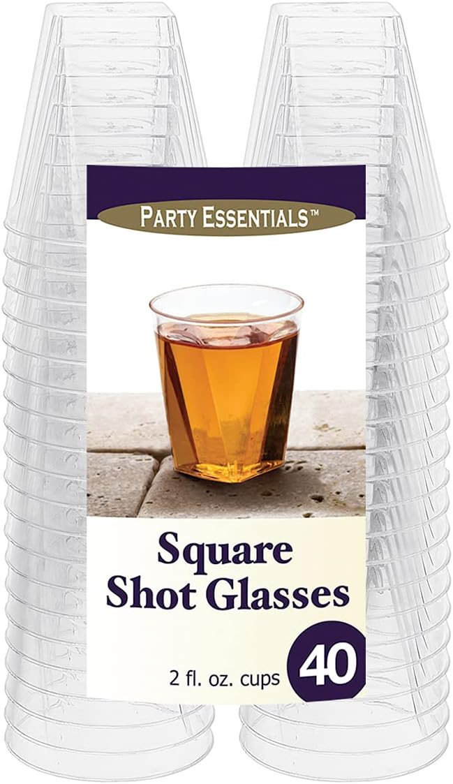 2 oz. Square Shot Glasses - Clear 40 Ct.