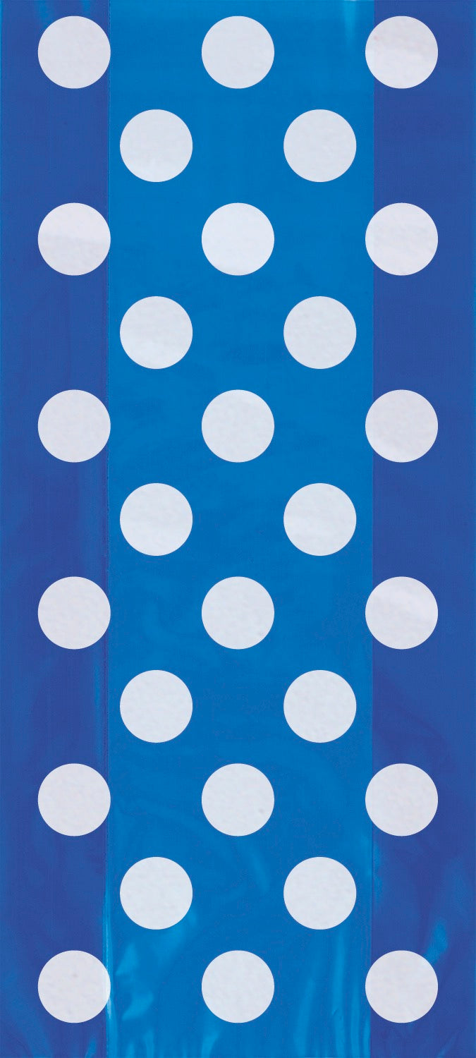 Royal Blue Dots Cellophane Bags 20ct