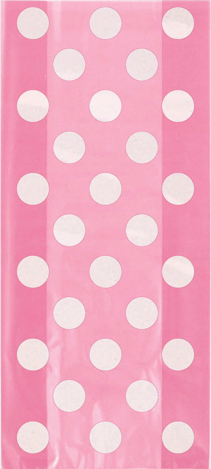 Hot Pink Dots Cellophane Bags 20ct