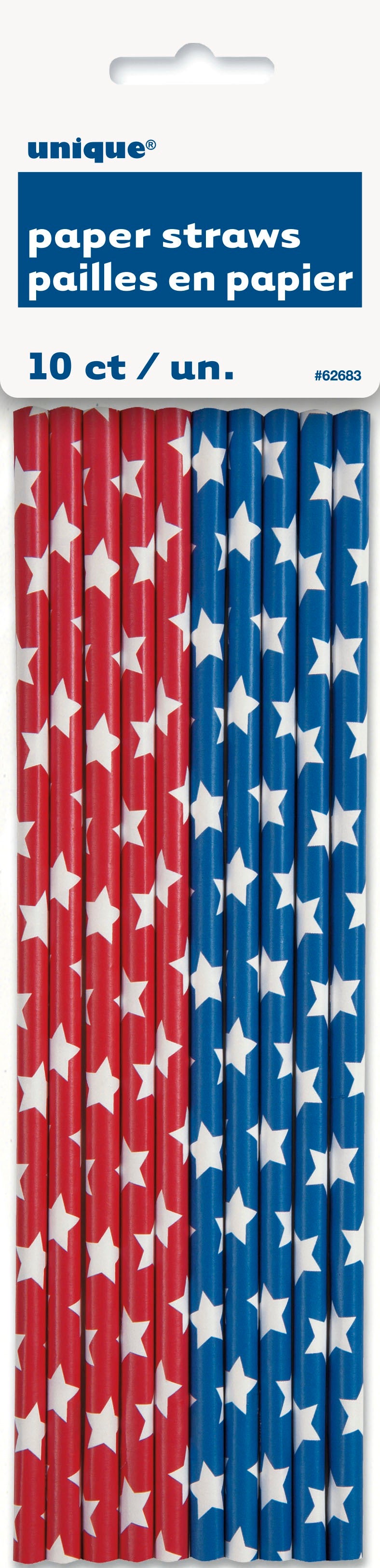Red & Blue Stars Paper Straws 10ct