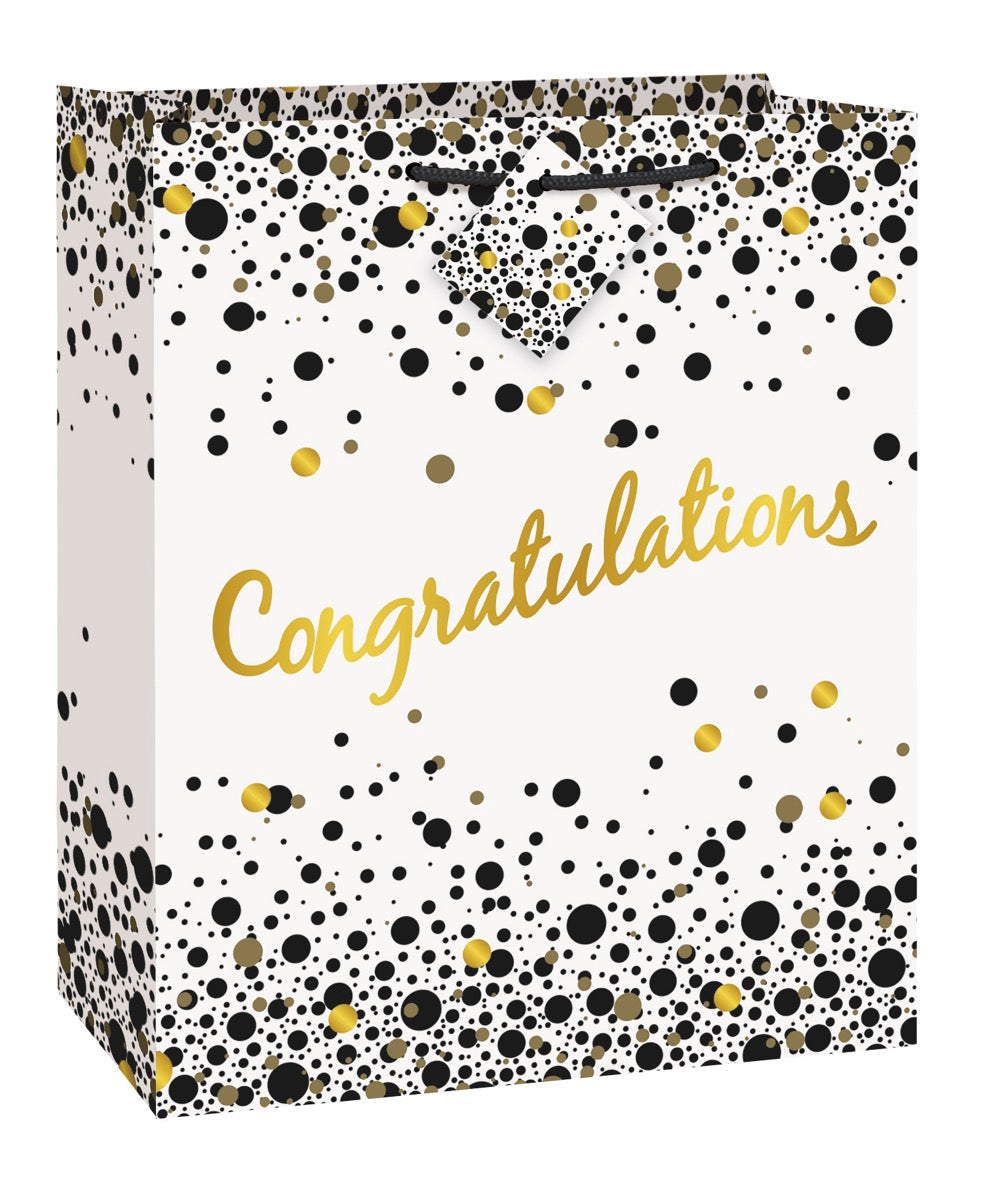 Speckled Black & Gold Congratulations Large Gift Bag