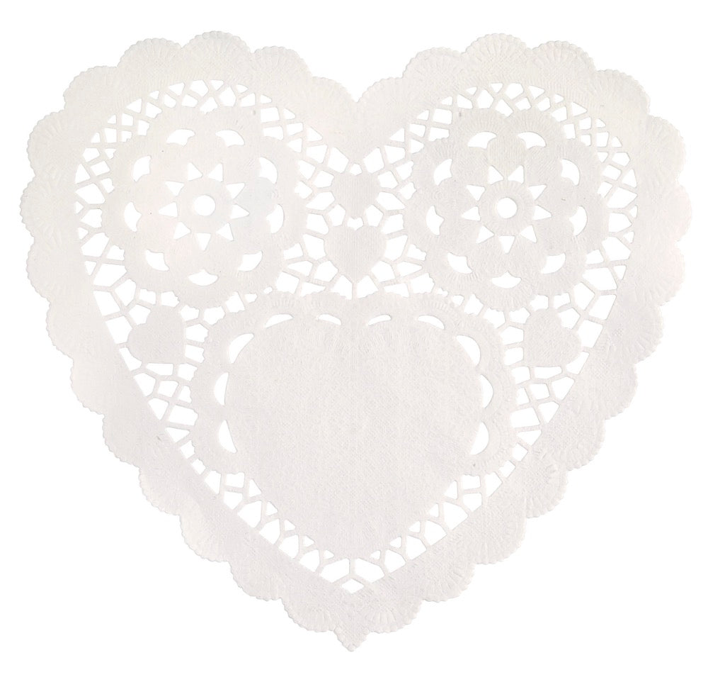 White Heart Doilies 6in 30ct